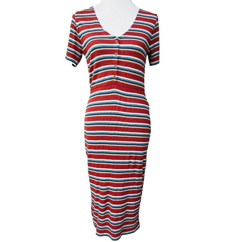 Roxy Women's Bring It On Short Sleeve Ribbed Dress Size M ARJKD03195